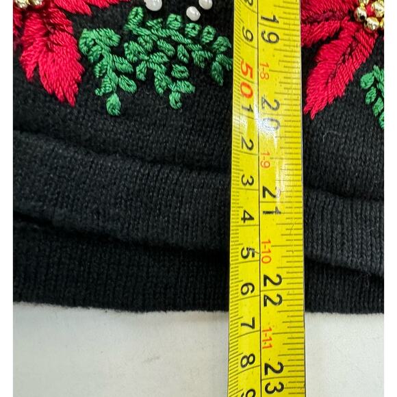 Vintage Lemon Grass Ugly Christmas Sweater Sz L Poinsettia w/ Scarf (READ) - Picture 6 of 9